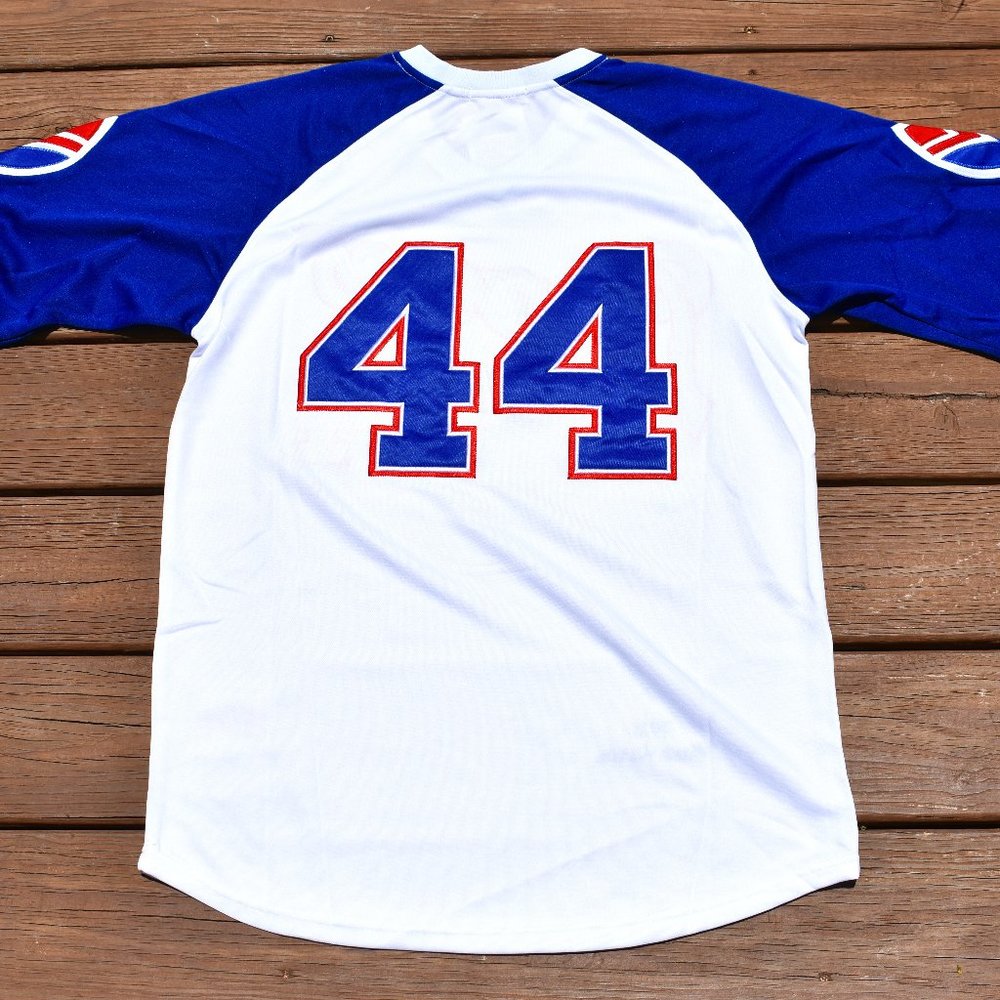 New Hank Aaron Atlanta Braves White & Blue Throwback Baseball Jersey Men's Sizes